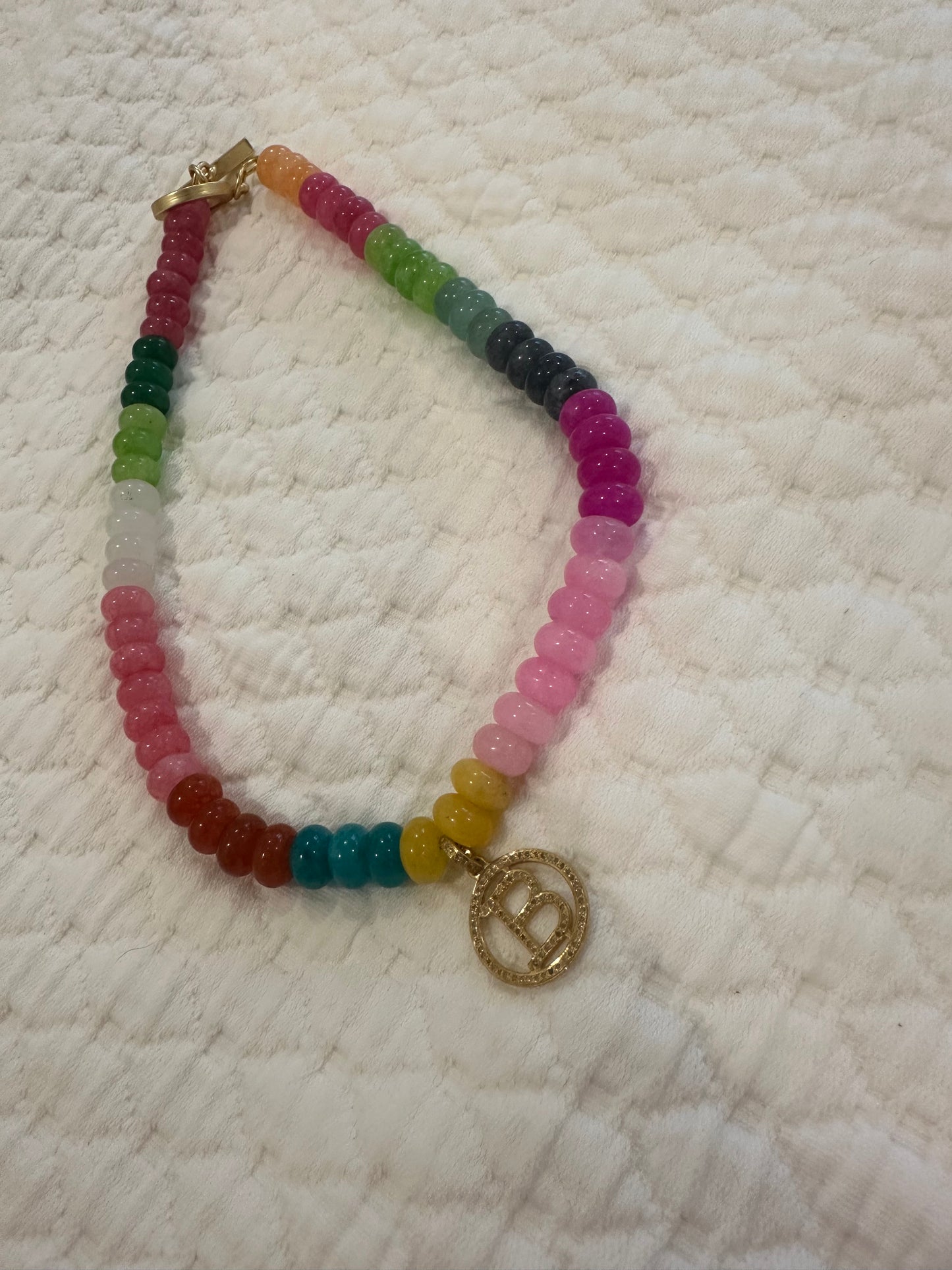 Custom Rainbow Initial Necklace