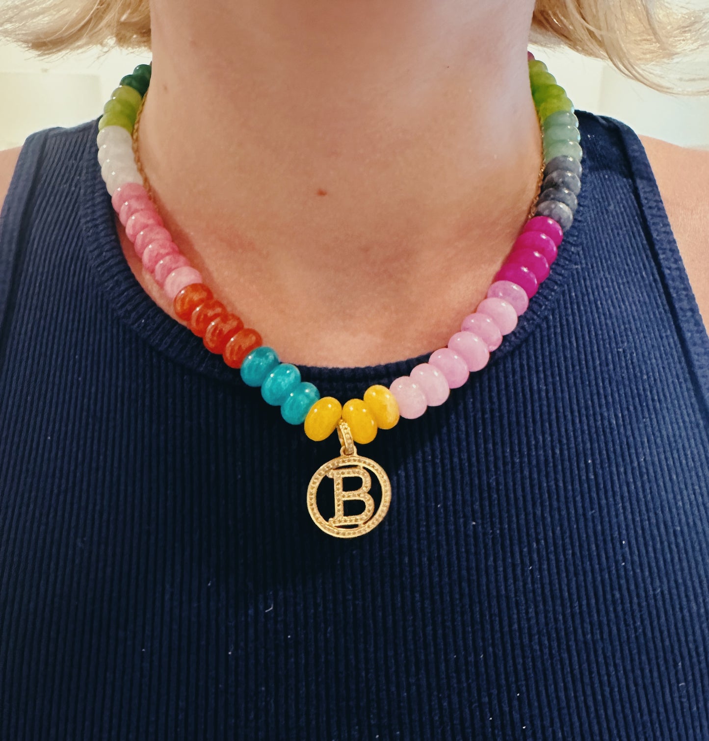 Custom Rainbow Initial Necklace