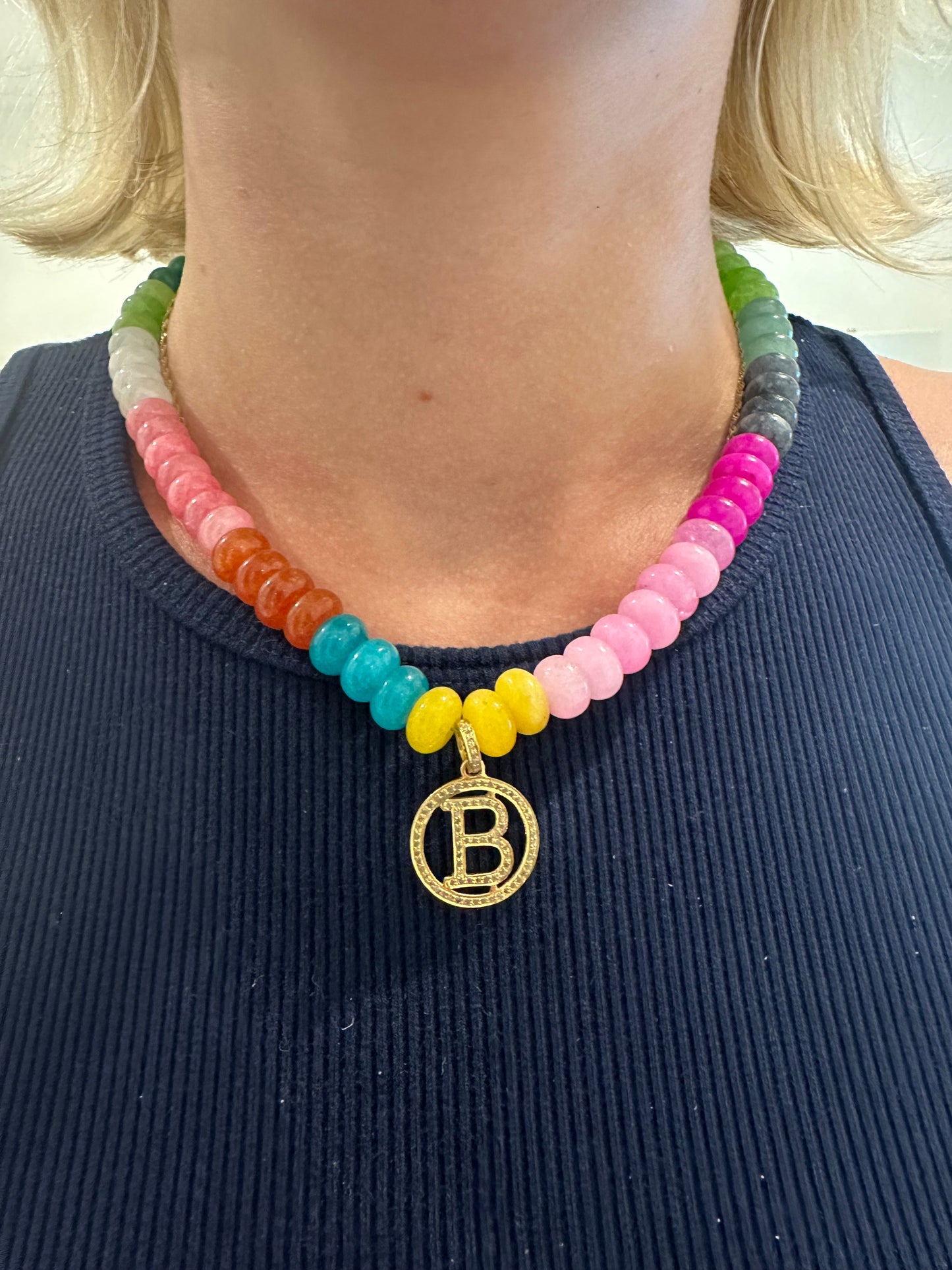 Custom Rainbow Initial Necklace